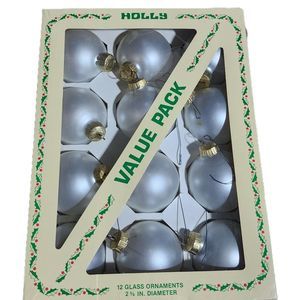 Vintage Frank's Nursery Set of 12 White Pearlescent Glass Ornaments Bulbs